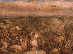 Een verre blik op Port Bowen, vanaf Mount Westall door William Westall